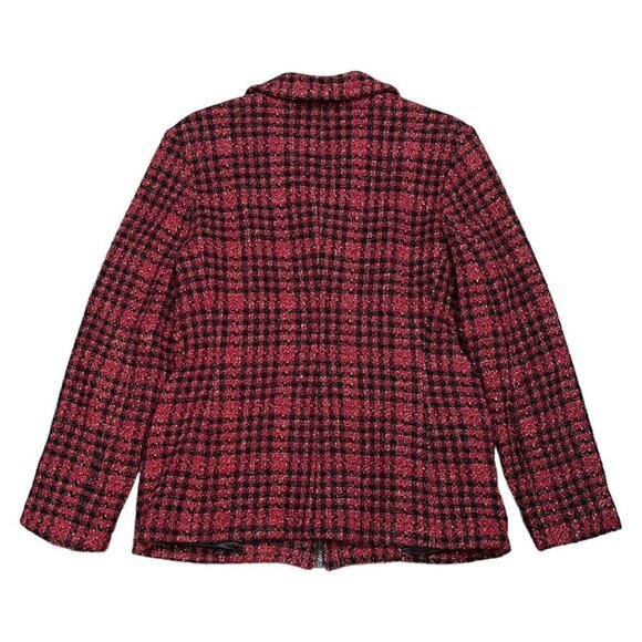 Vintage 90s Terry Ward Wool & Satin Plaid Designer Jacket - Womens 10 - Picture 3 of 4